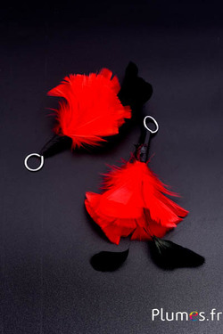 Plumet dinde avec anneau -  hauteur 15 cm - rouge-noir